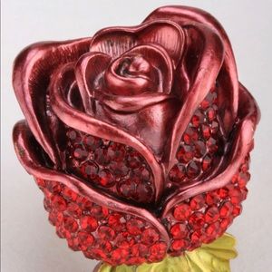 Belle rose ring stretch rhinestone red